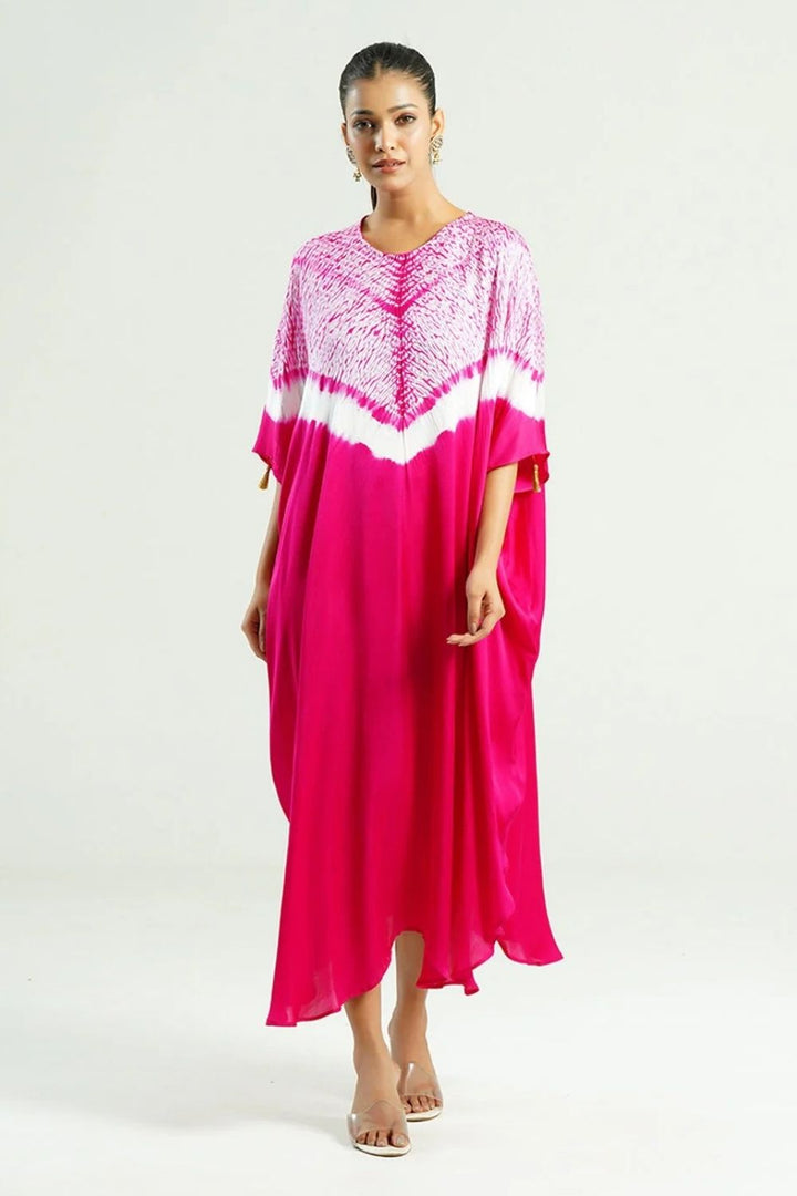 Kaftan Shibori - Scarlet Red / Ivory