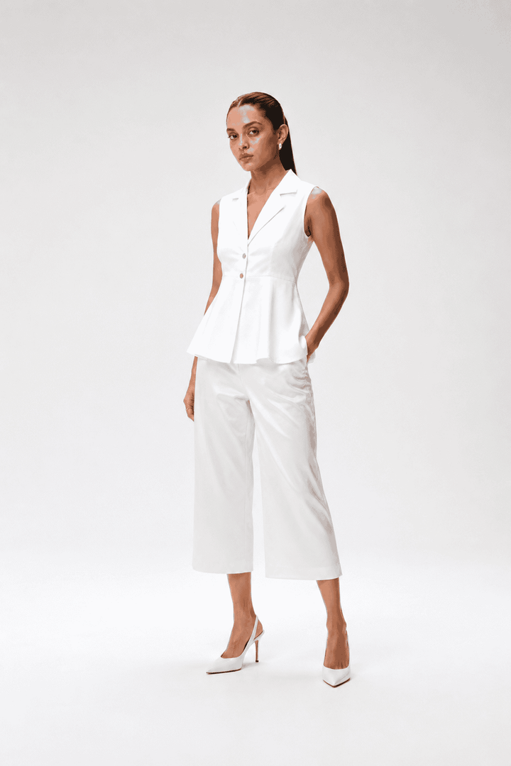 Ivory Gajji Silk Peplum Top