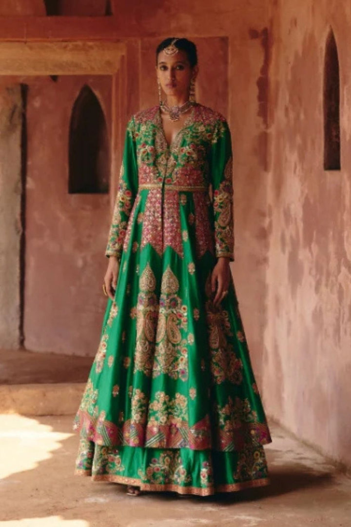 Gulrez Double Layered Kalidar With Organza Dupatta