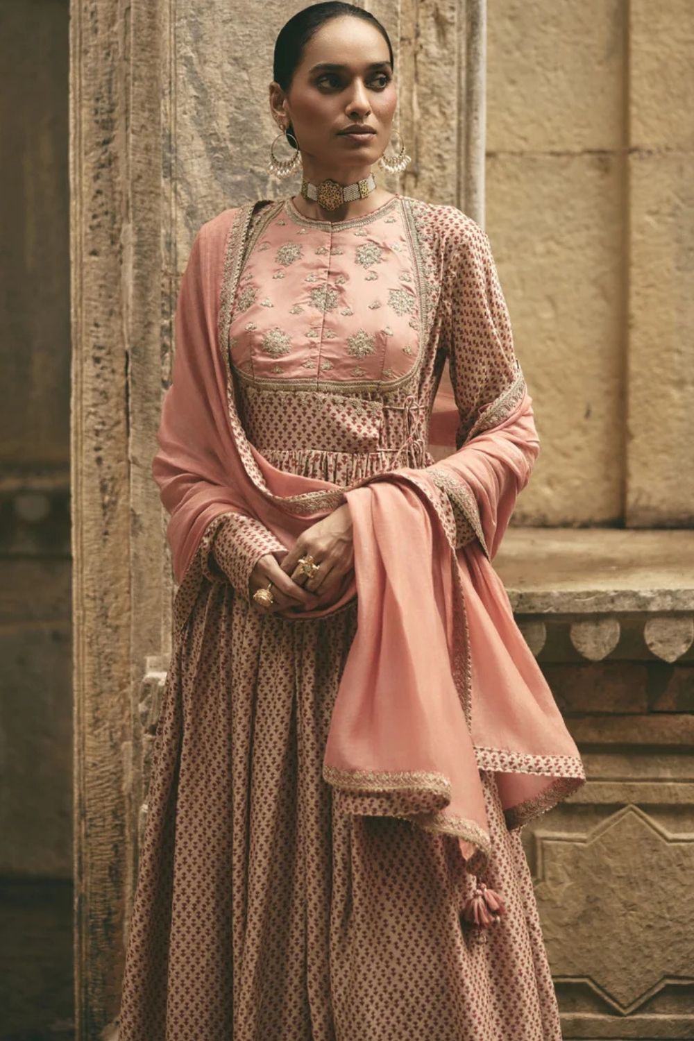 Bagru Anarkali Set