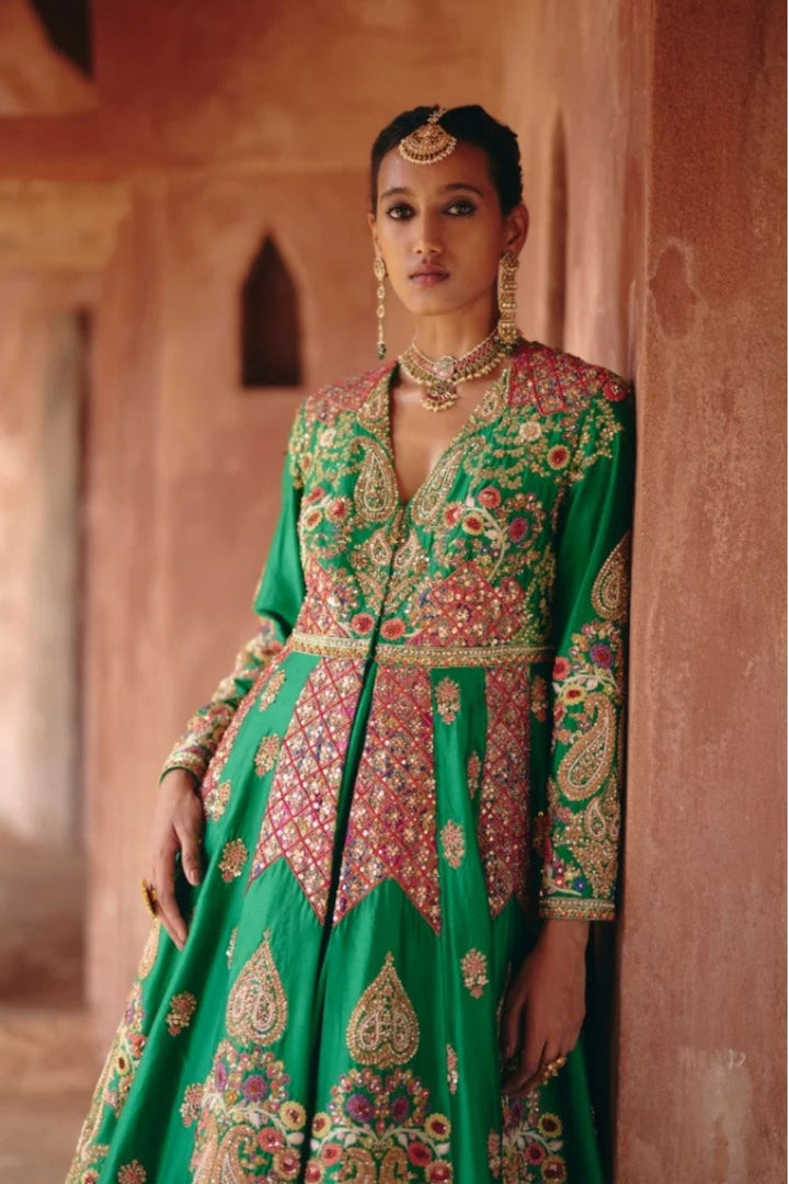 Gulrez Double Layered Kalidar With Organza Dupatta