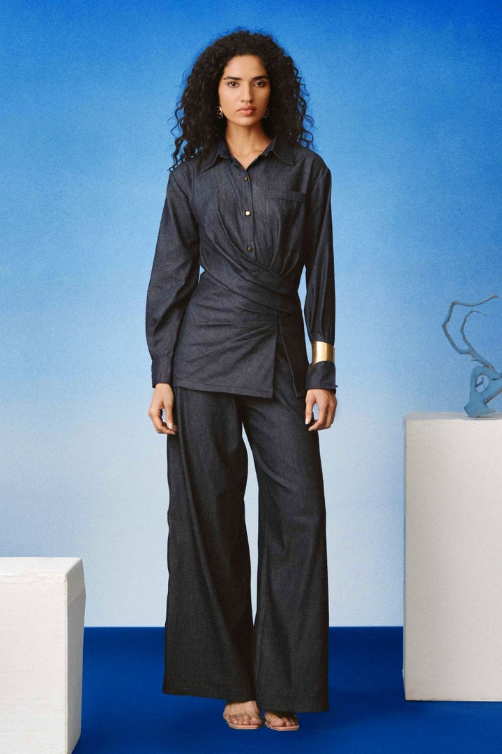 Echo Draped Denim Set