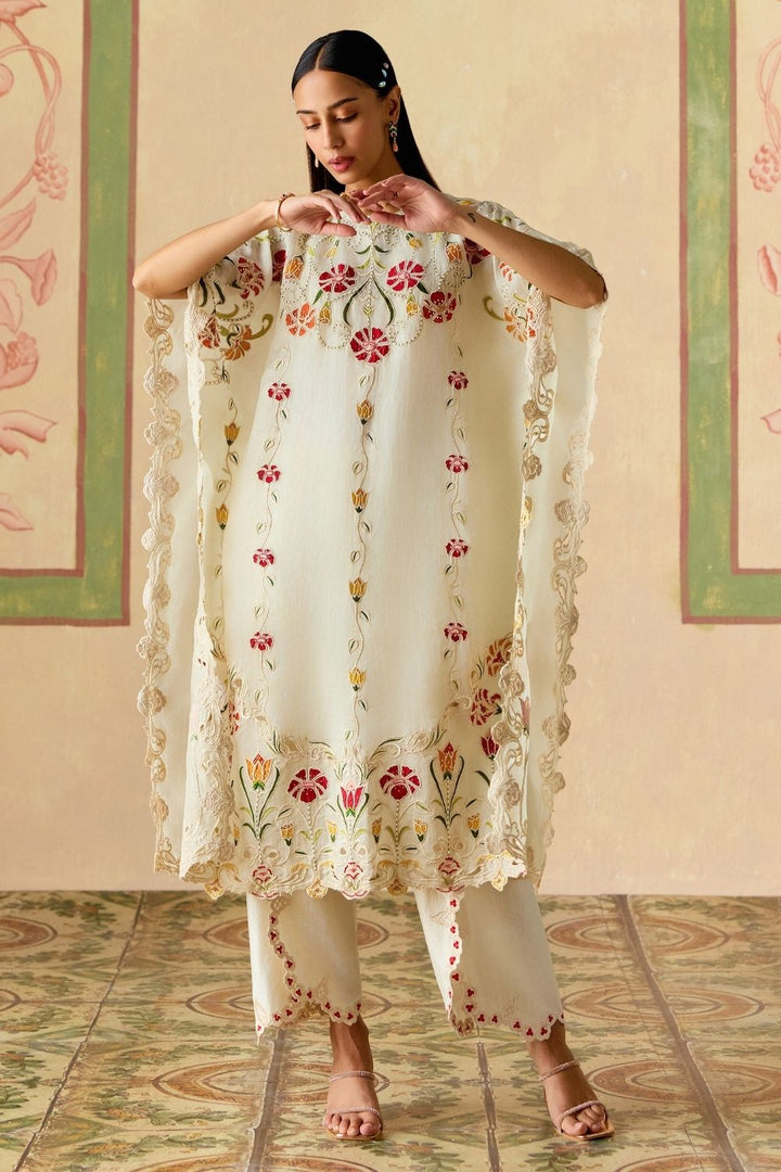 Ivory applique kaftan