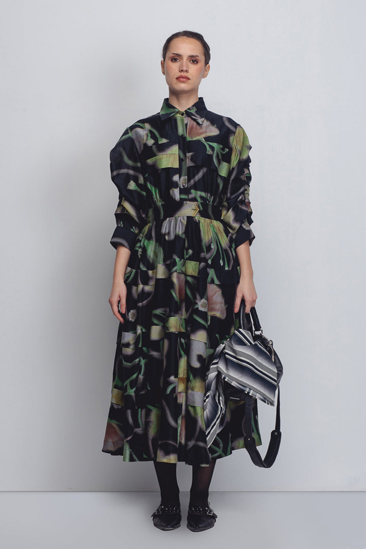 Paron Print Pleated Dress