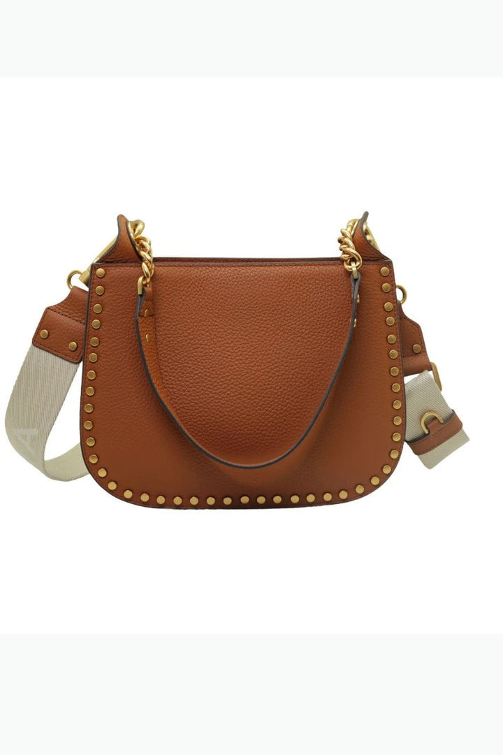 X Tan Studded Shoulder Bag
