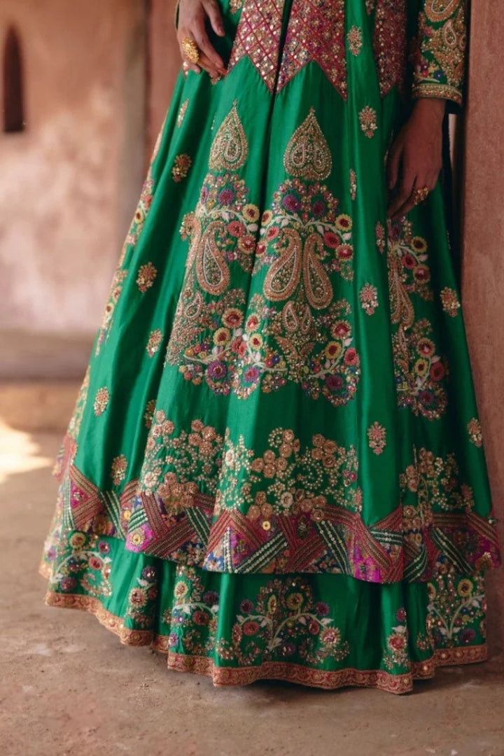 Gulrez Double Layered Kalidar With Organza Dupatta