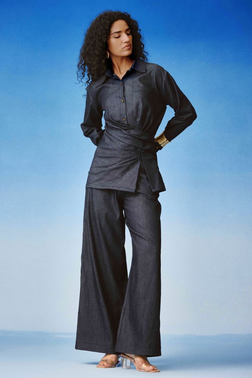 Echo Draped Denim Set