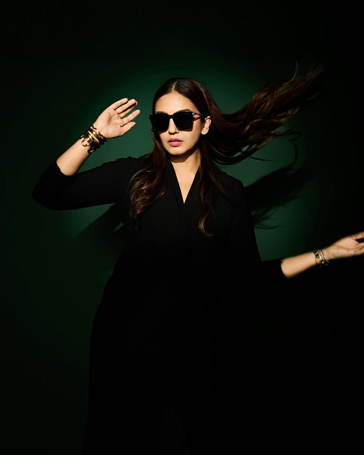 Huma Qureshi in Echo Cowl Blazer + Pant Set