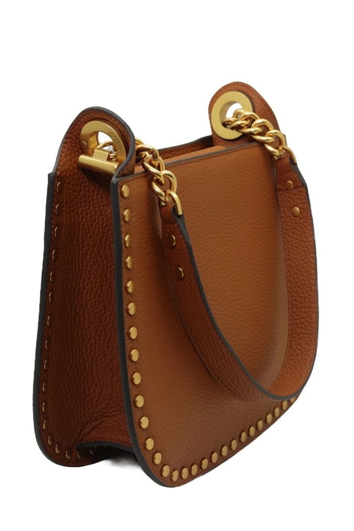 X Tan Studded Shoulder Bag