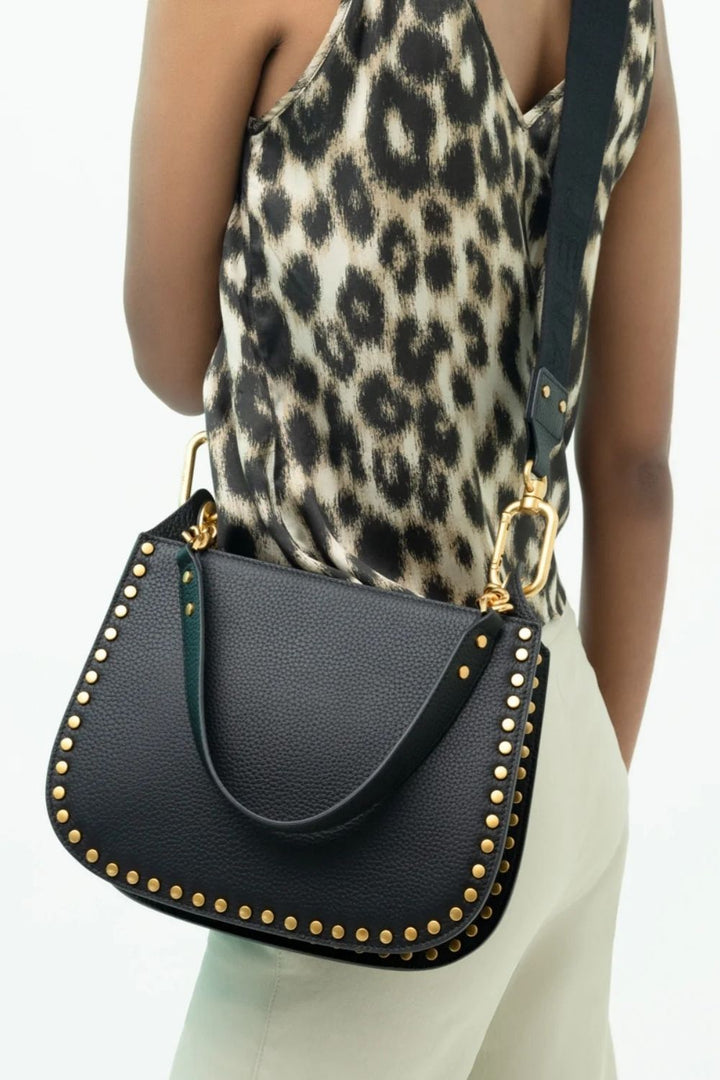 X Black Studded Shoulder Bag