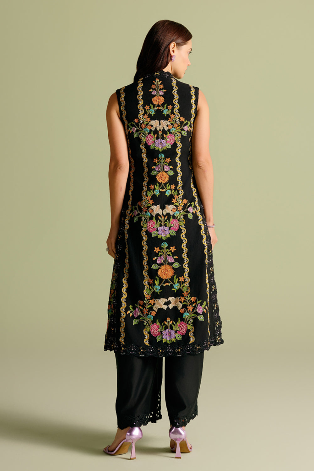 Black Ruched Cutwork Peplum Top