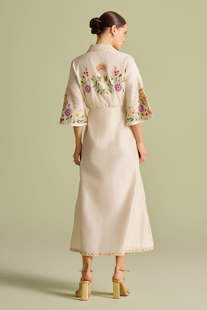Ivory Applique Shirt Dress