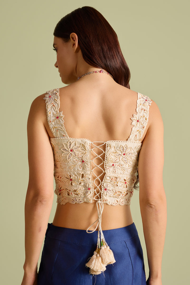 Ivory Cutwork and Beadwork Bustier