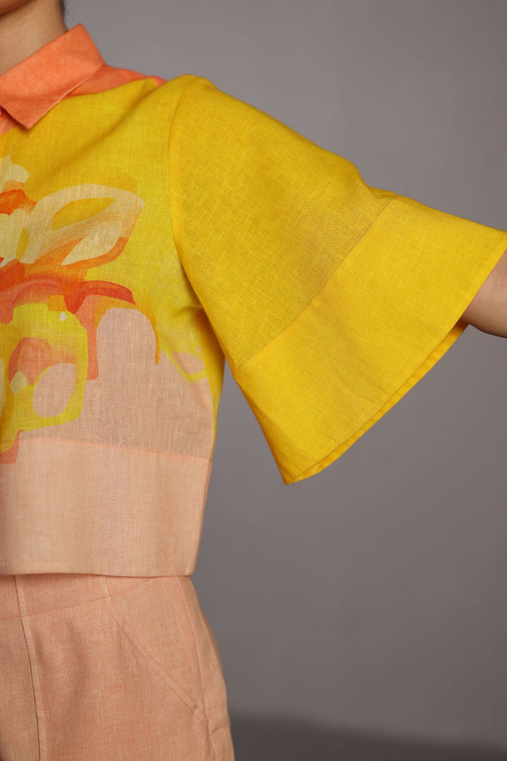 Diffuse bright orange & yellow shorts set