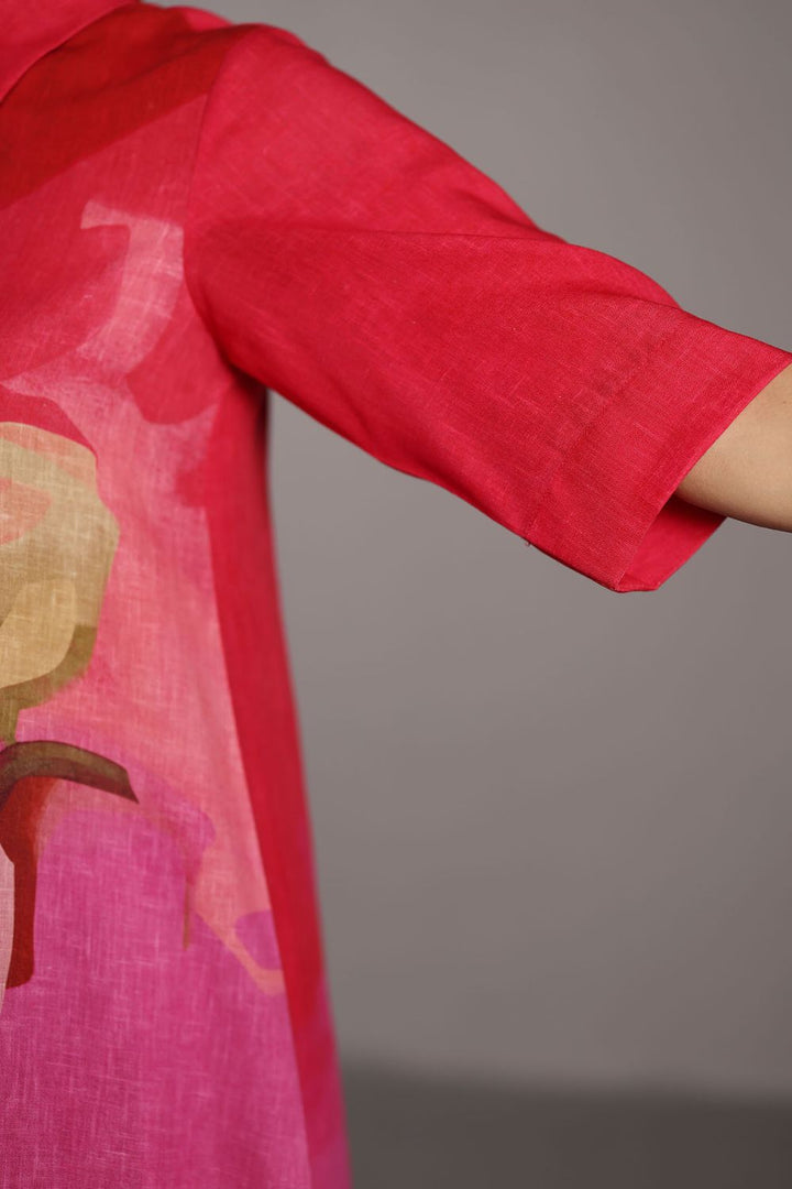 Diffuse fuchsia pink kurta set
