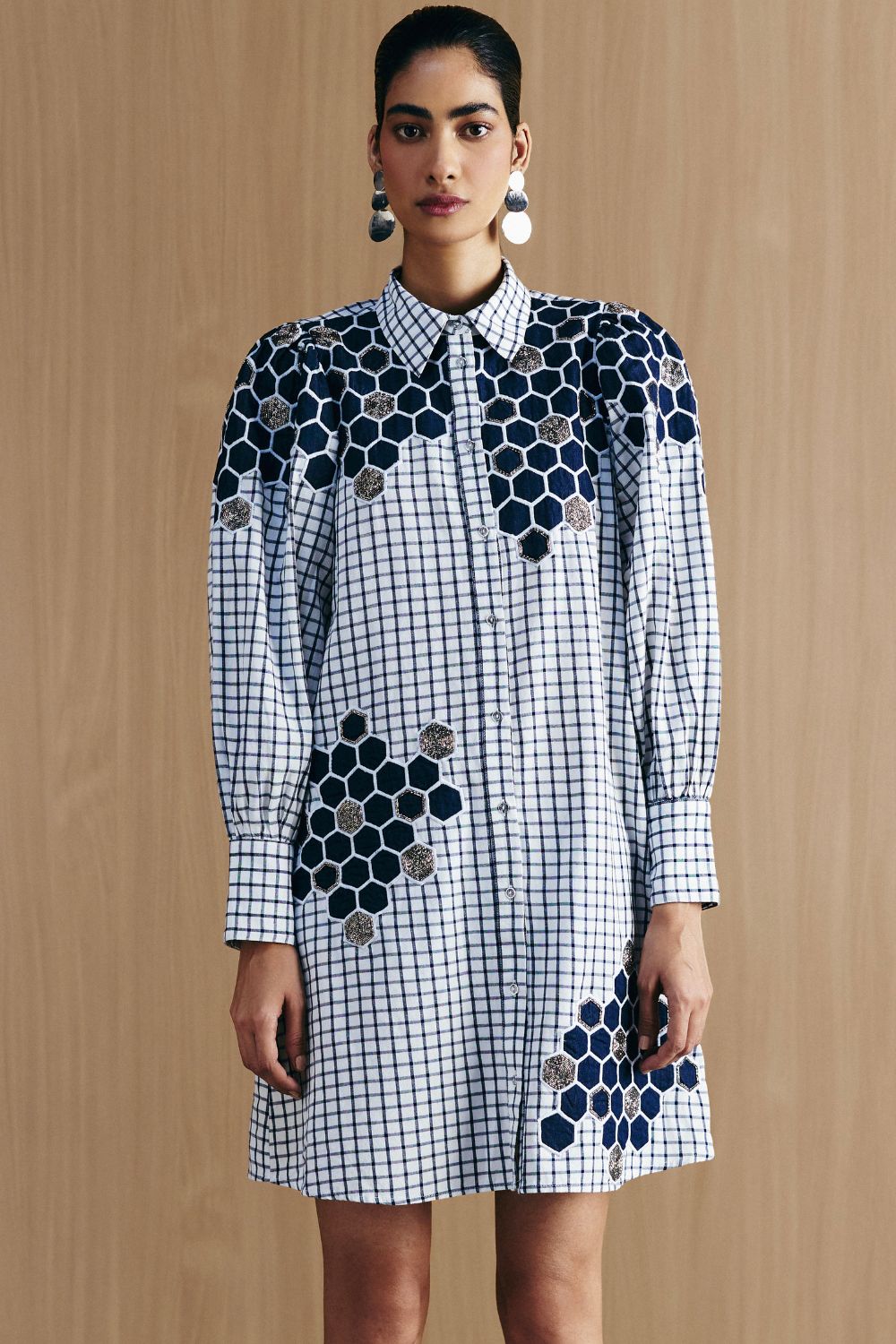 Roshni Bhatia in Check Embellished Shirt Dress