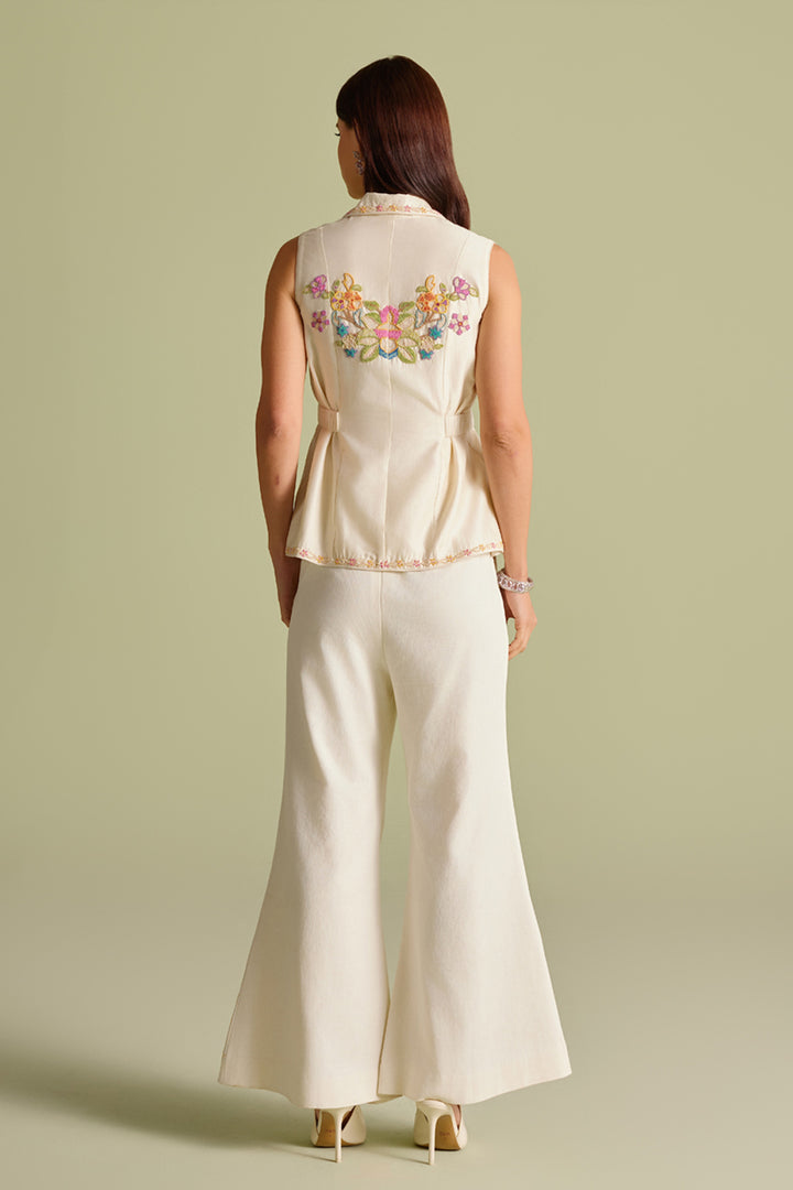 Ivory Cutwork Flared Pants