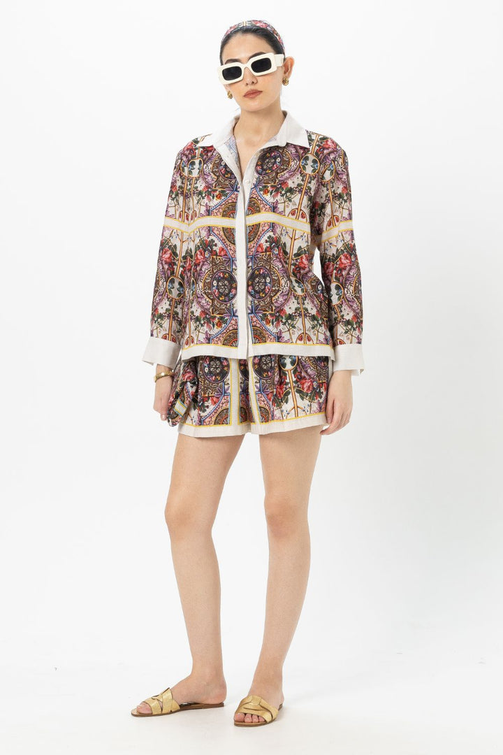 Rococo-White Shorts Set