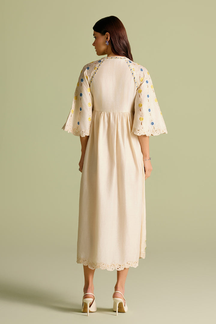 Ivory Iris Mosaic Midi Dress