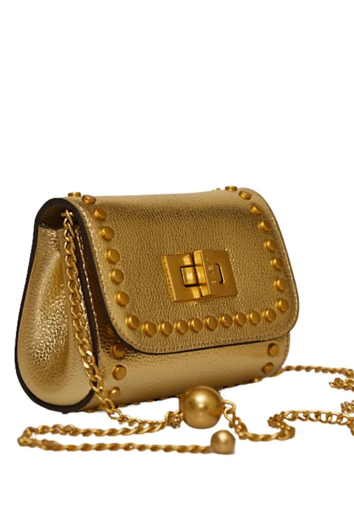 Metallic Gold Mini Studded Crossbody Bag