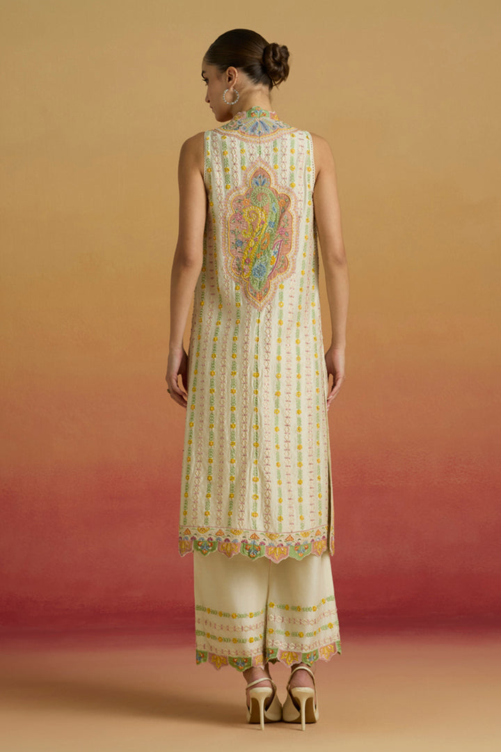 Ivory Applique Striped Pants