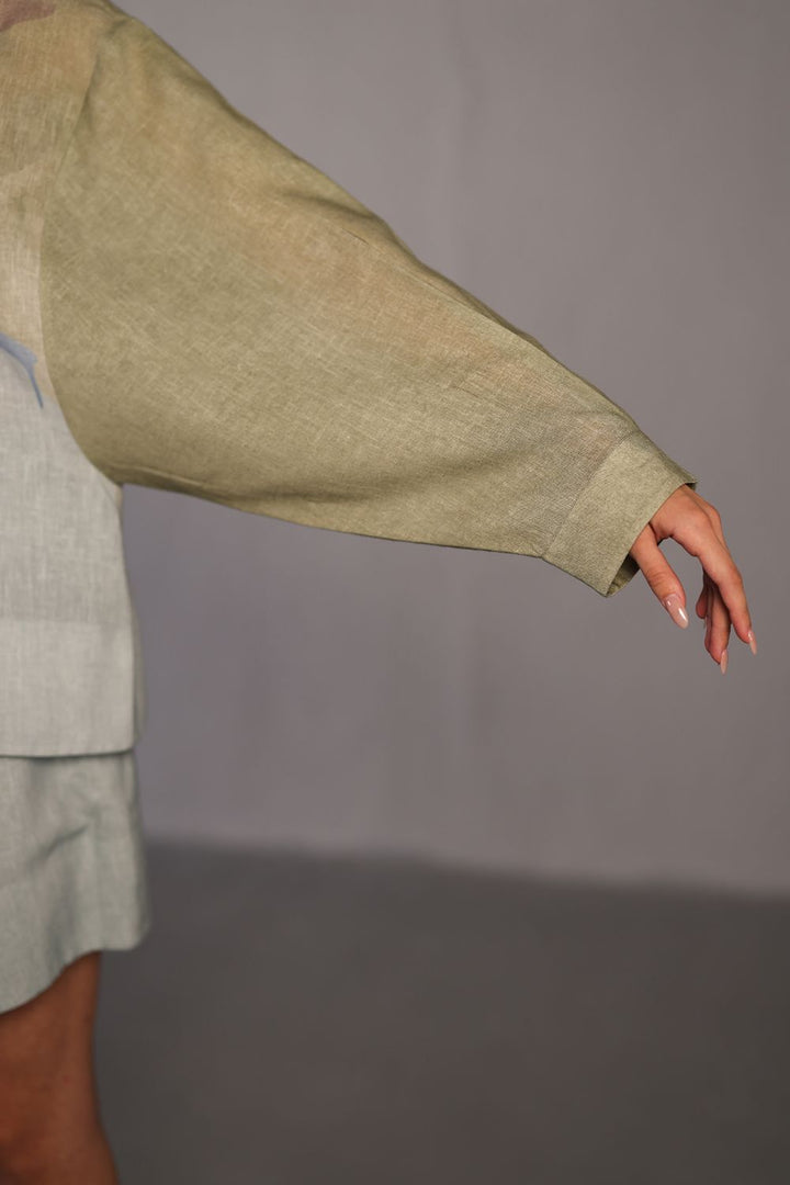 Diffuse pastel blue & green skirt set