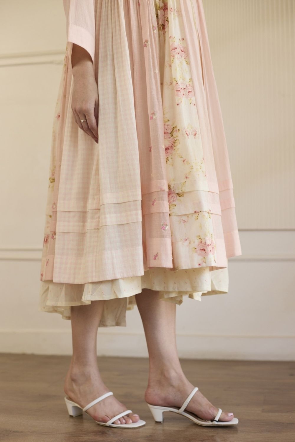 Pink Overlay/ Jacket With Slip and Pants Set