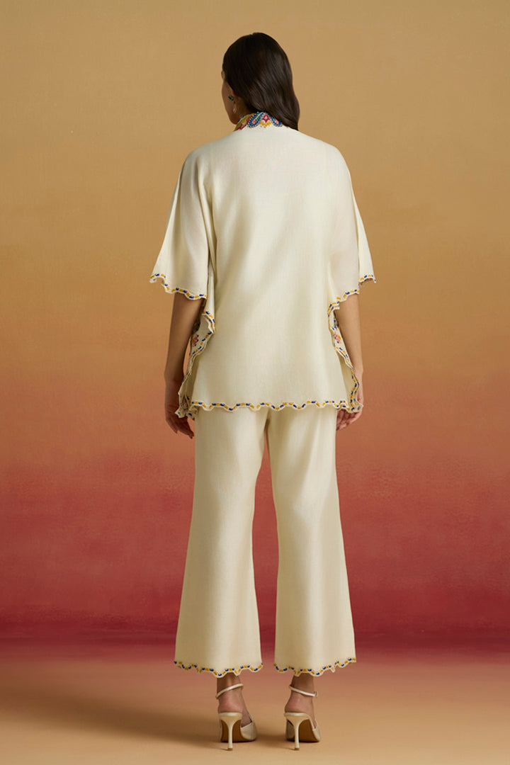 Ivory Applique Straight Pants