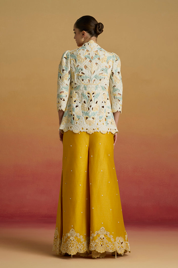 Ivory Cordwork and Beadwork Peplum Jacket