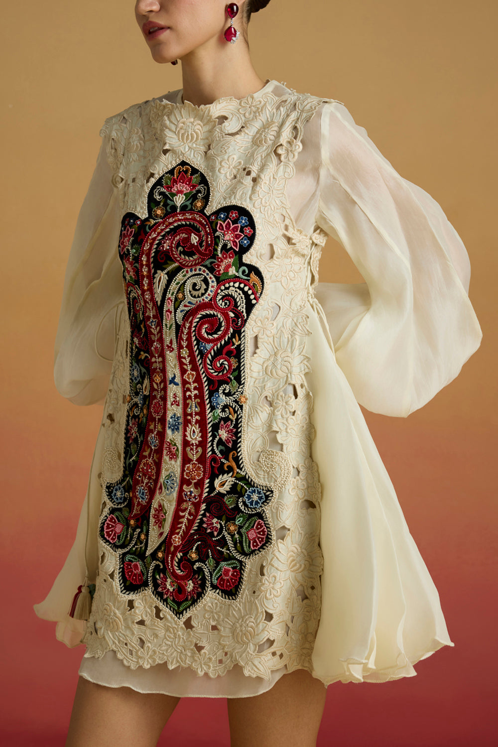 Ivory Cutwork Layered Dress