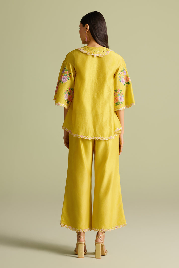 Yellow Floral Bunch Mosaic Pants