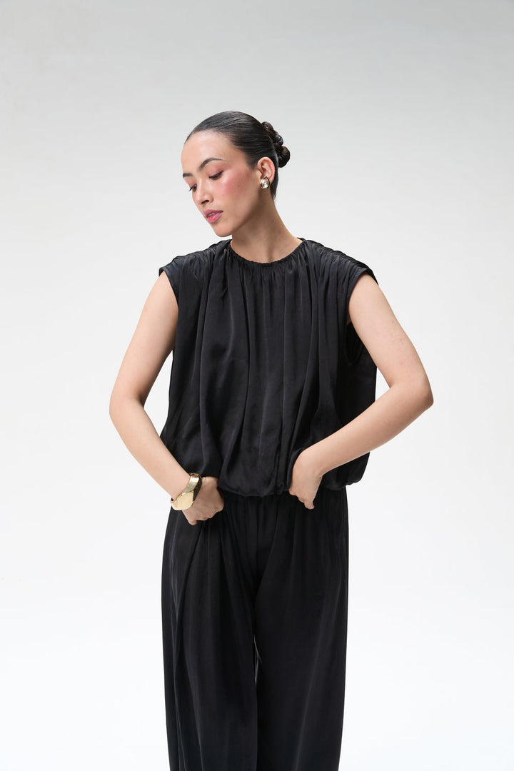Black Silk Balloon Top & Black Silk Balloon Pants