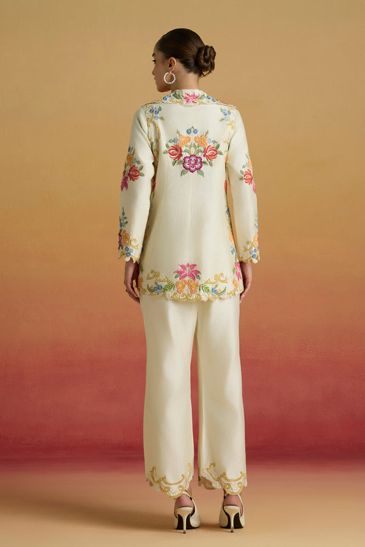 Ivory Threadwork and Beadwork Pants