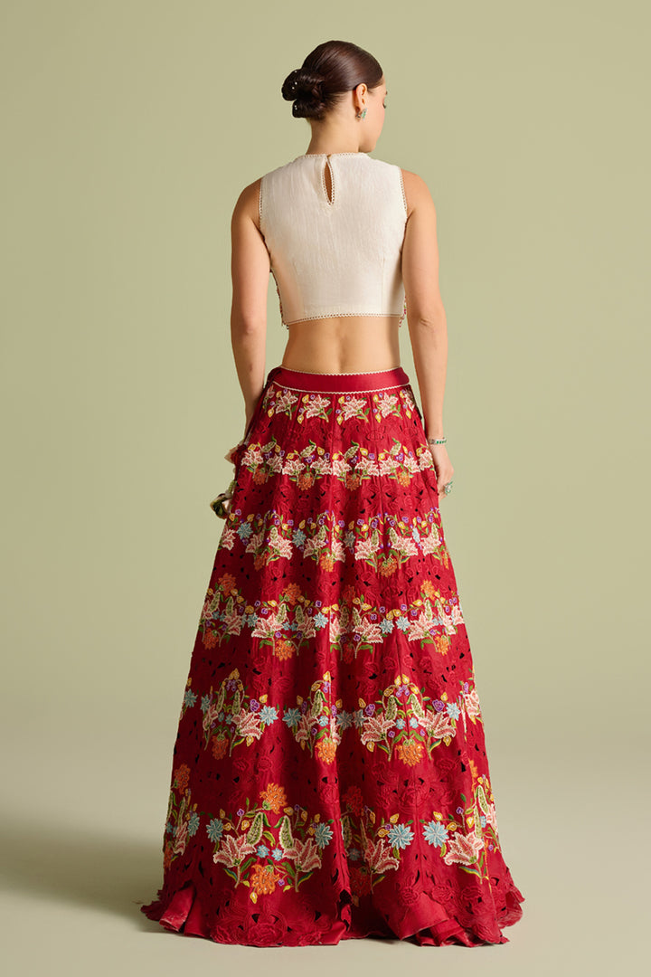 Ivory 3D Scallop Embroidered Top