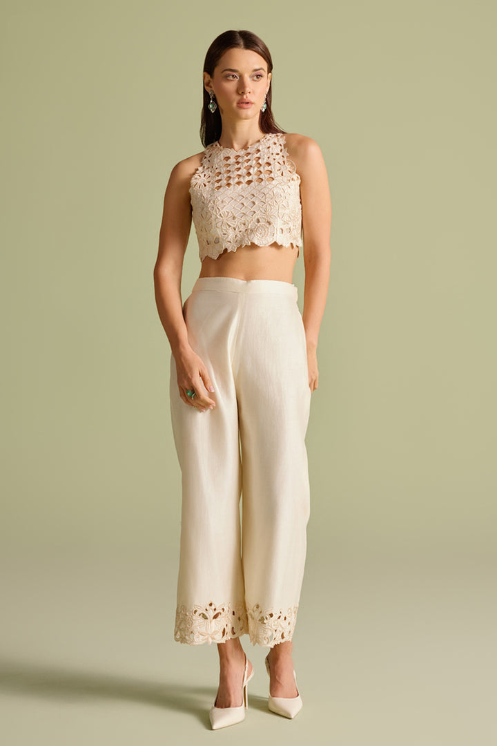 Ivory Cutwork Crop Top