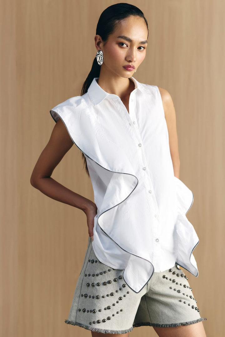 ZIPPER FRILL SHIRT
