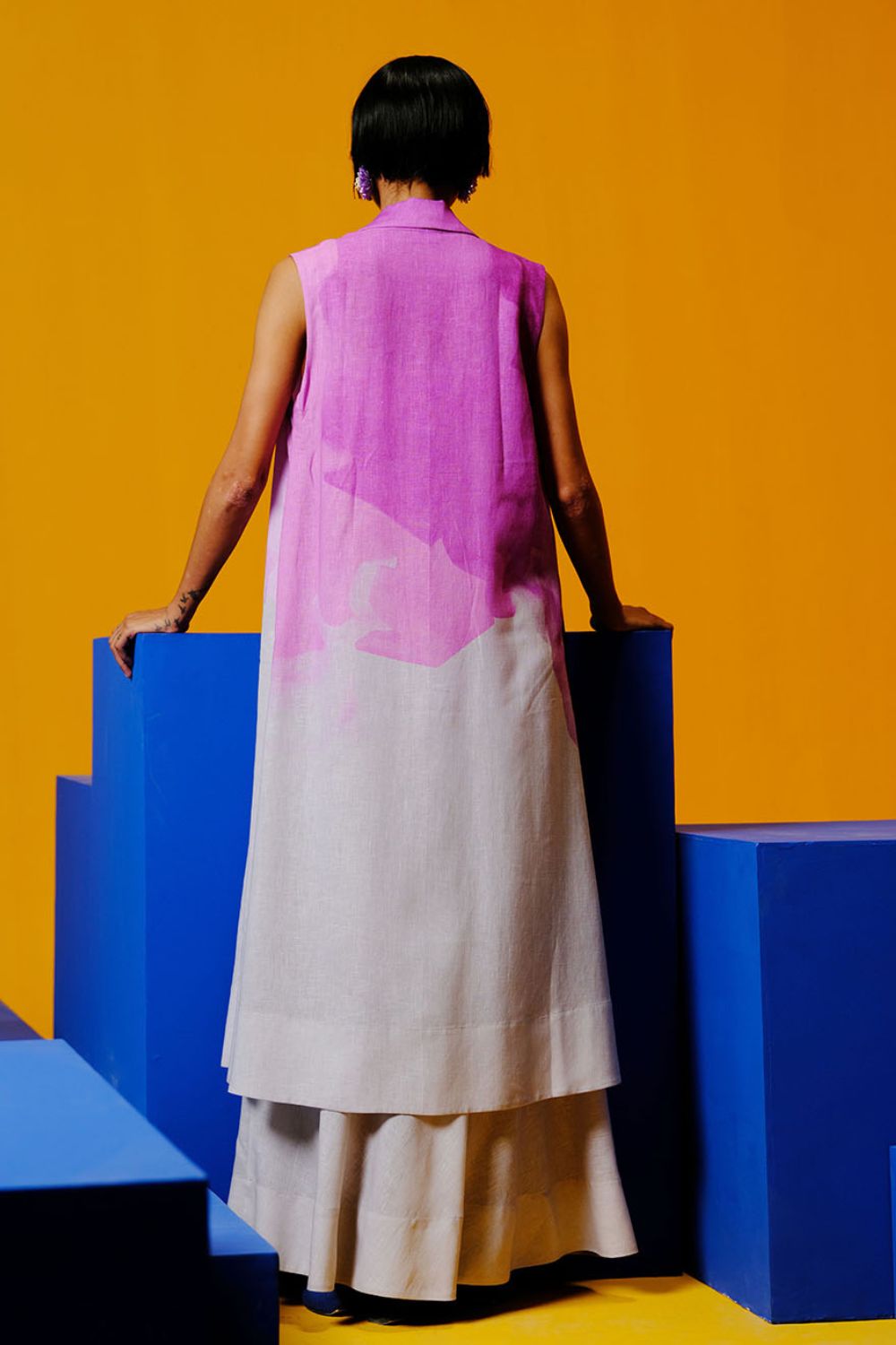 Diffuse beetroot & light grey jacket dress