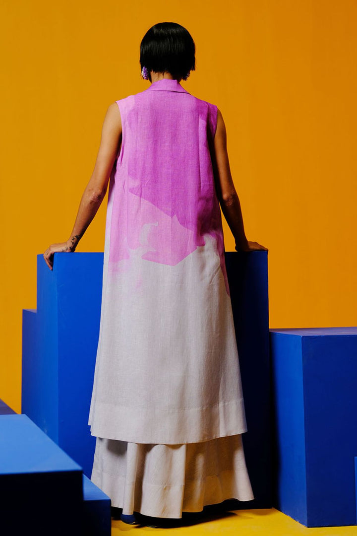 Diffuse beetroot & light grey jacket dress