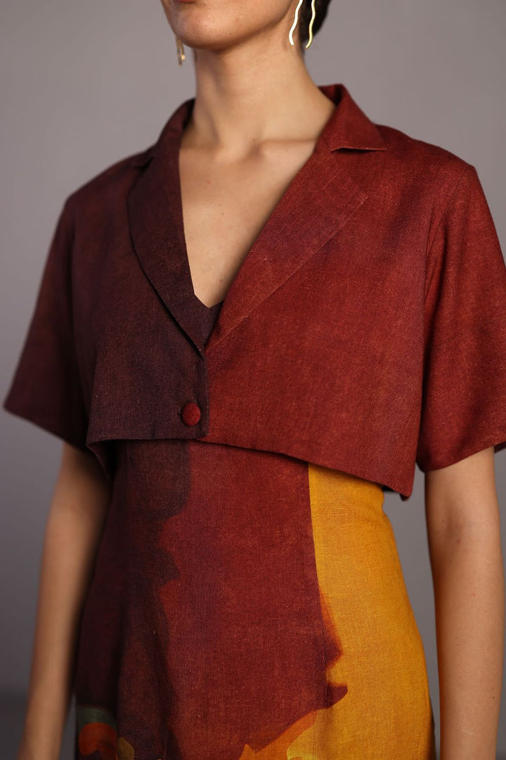 Diffuse brown & ochre short dress