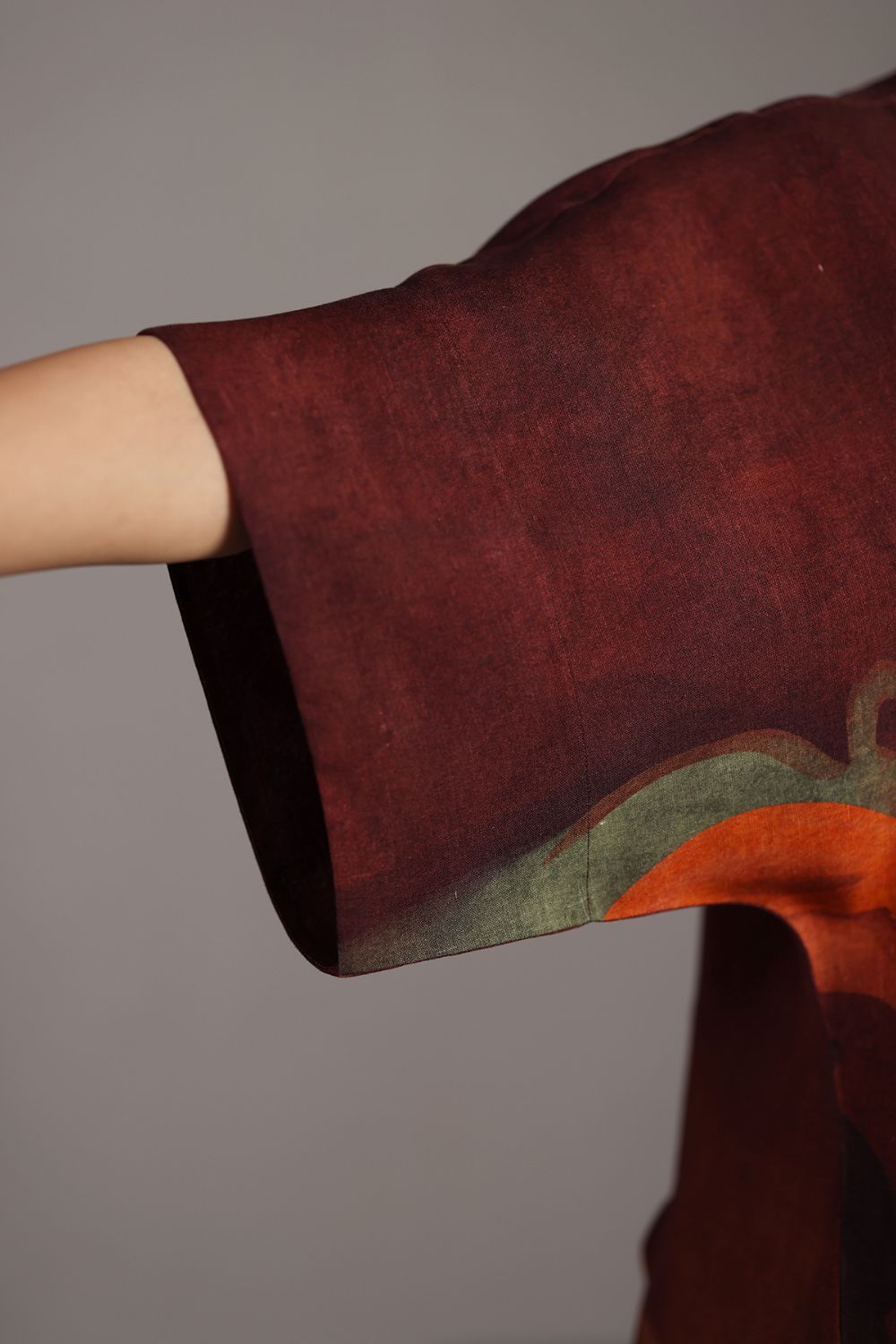 Diffuse brown & ochre long dress