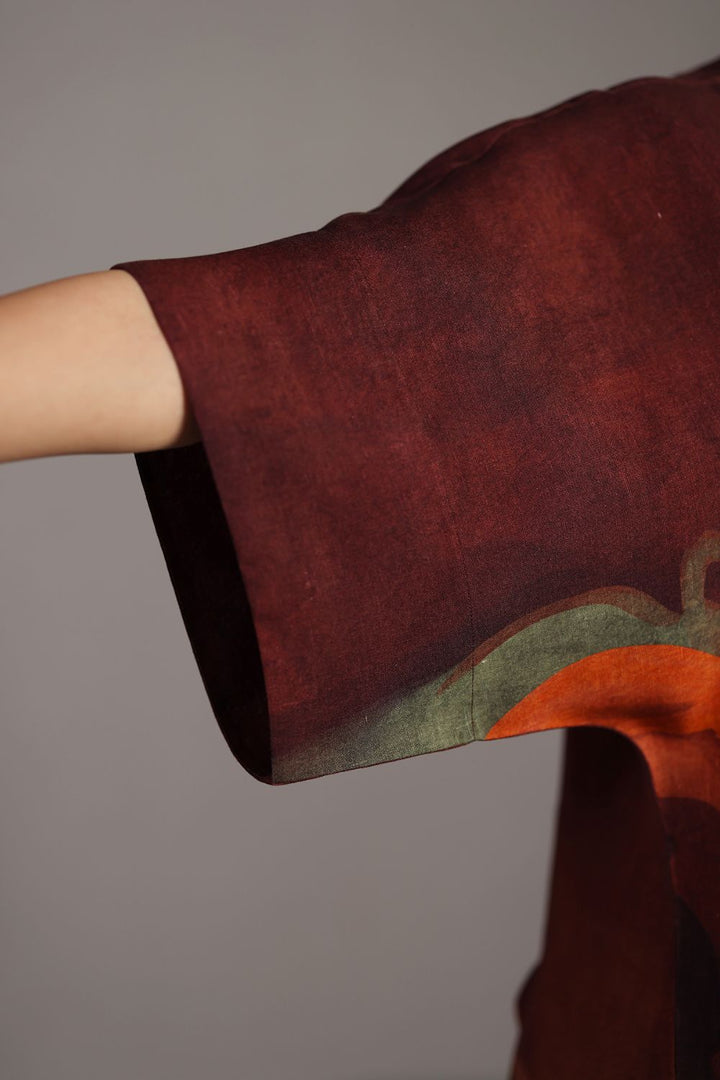 Diffuse brown & ochre long dress
