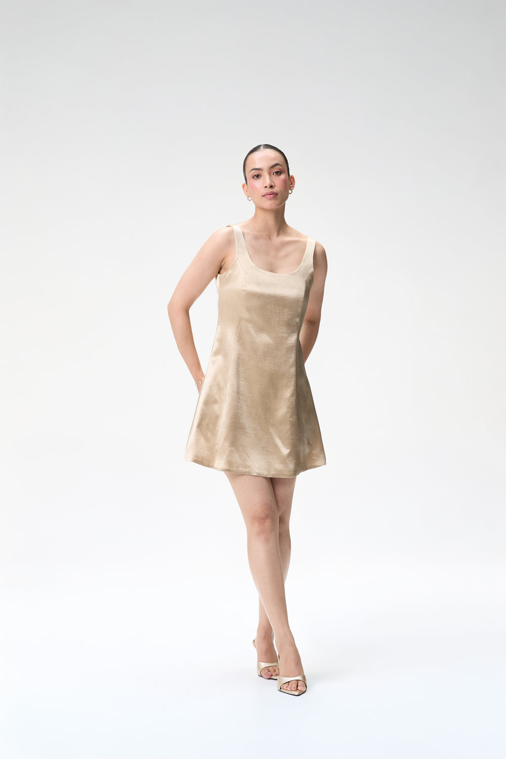 Champagne Bubble Sleeve Crop Jacket & Champagne Mini Dress
