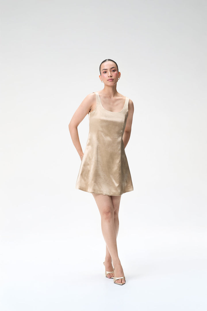 Champagne Bubble Sleeve Crop Jacket & Champagne Mini Dress