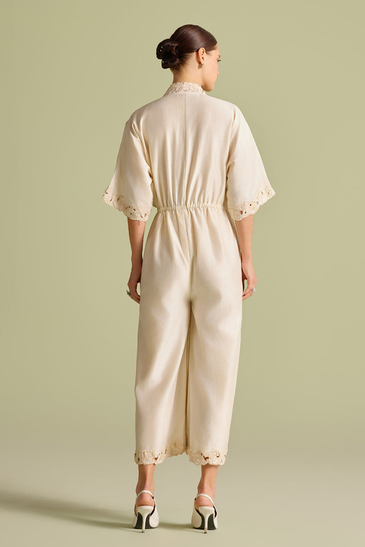 Ivory Mosaic Floral Jumpsuit