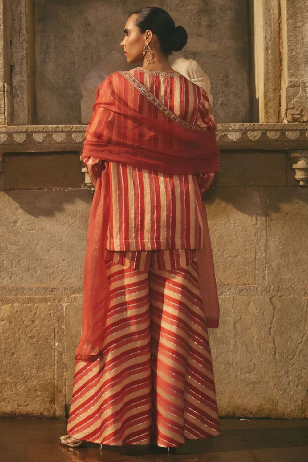 Stripe Kurta Sharara Set