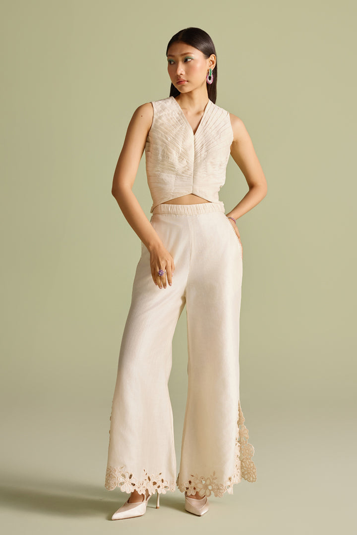 Ivory Pleated Crop Top