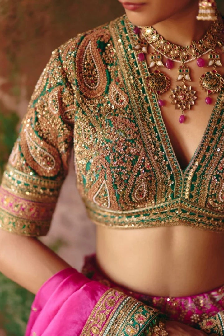 Gulrez Chevron Multi Coloured Lehenga With Dupatta