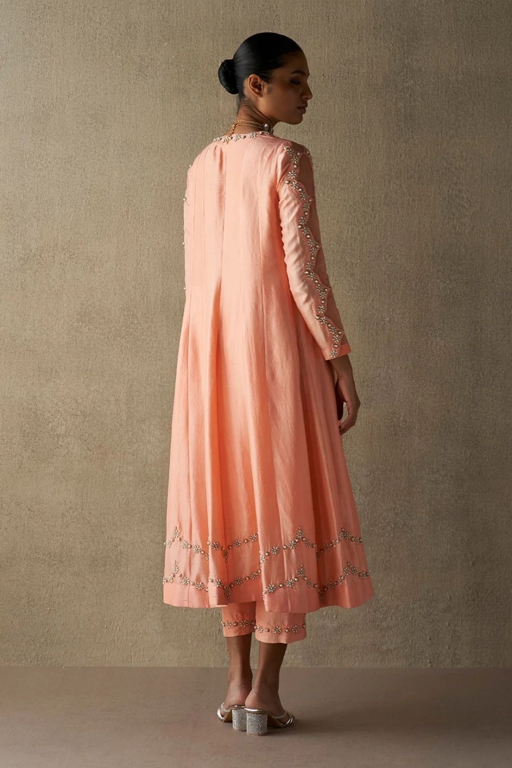 Rafat Coral Silk Kurta Set