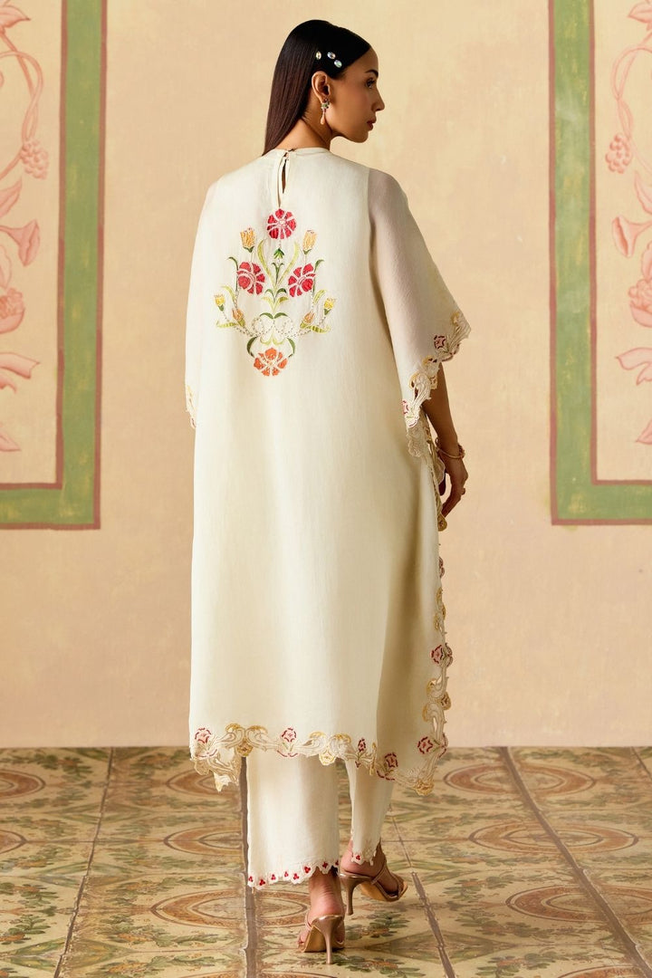 Ivory applique kaftan