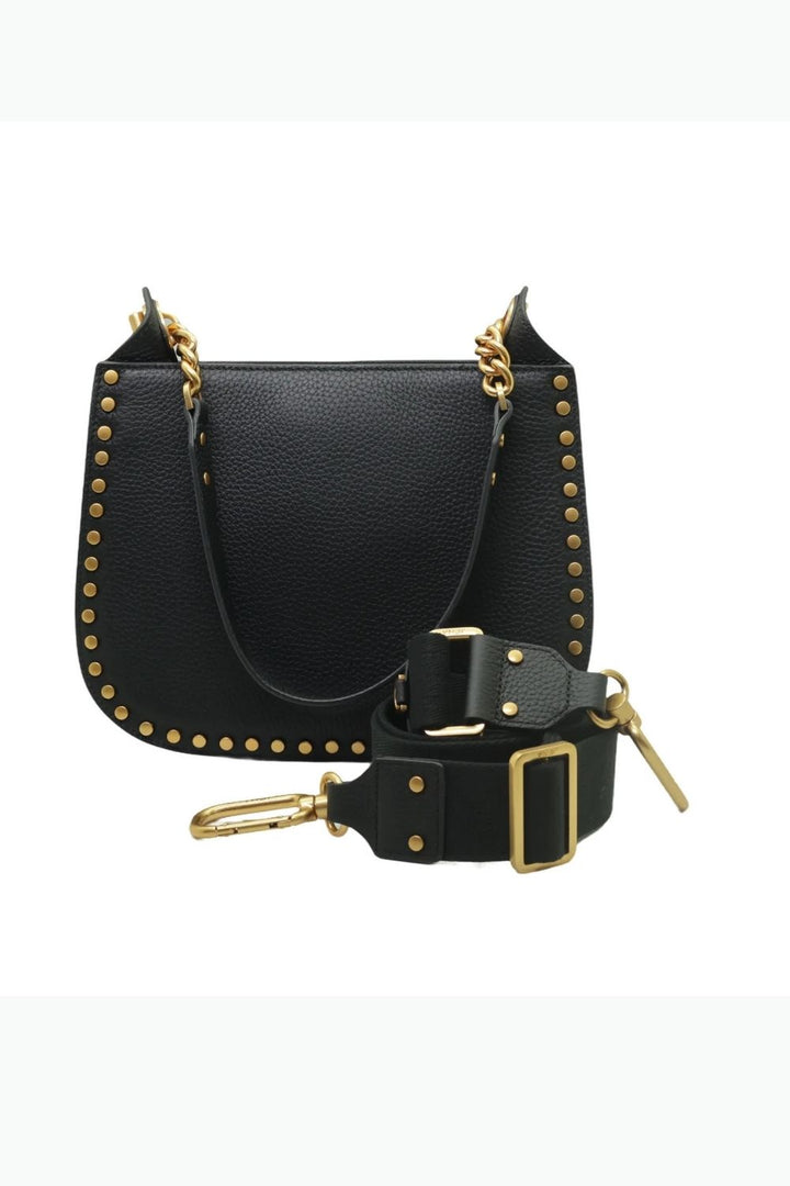 X Black Studded Shoulder Bag